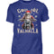 Ein weihnachtliches Biker T-Shirt für Motorradfahrer von Wingbikers mit dem Aufdruck, God Jól Valhalla, - in royal blau.