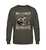 Ein Biker Sweatshirt für Motorradfahrer von Wingbikers mit dem Aufdruck, Das Leben ist zu kurz, um hässliche Motorräder zu fahren - in khaki grün.