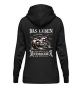 Ein Bikerin Hoodie für Motorradfahrerinnen von Wingbikers mit dem Aufdruck, Das Leben ist zu kurz, um hässliche Motorräder zu fahren - mit Back Print, in schwarz.