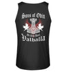 Ein Biker Tanktop für Motorradfahrer von Wingbikers mit dem Aufdruck, Sons of Odin - We Ride Until Valhalla, als Back Print, in schwarz.