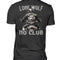 Ein Biker T-Shirt für Motorradfahrer von Wingbikers mit dem Aufdruck, Lone Wolf - No Club, als Back Print, in schwarz.