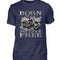 Ein Biker T-Shirt für Motorradfahrer von Wingbikers mit dem Aufdruck,  Born to Live Free, in navy blau. 