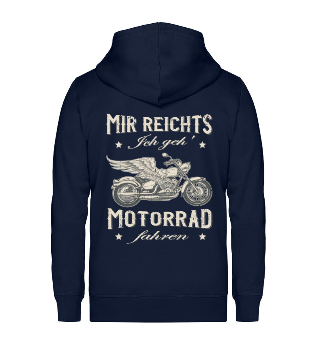 Eine Biker Hoodie-Jacke für Motorradfahrer von Wingbikers mit dem Aufdruck, Mir reichts, ich geh´ Motorrad fahren - in navy blau.