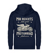 Eine Biker Hoodie-Jacke für Motorradfahrer von Wingbikers mit dem Aufdruck, Mir reichts, ich geh´ Motorrad fahren - in navy blau.