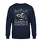 Ein Sweatshirt mit dem Aufdruck, Ich arbeite hart, damit mein Motorrad ein besseres Leben hat, in navy blau.