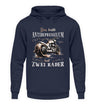 Ein Biker Hoodie für Motorradfahrer von Wingbikers mit dem Aufdruck, Das beste Antidepressivum hat zwei Räder, in navy blau.