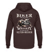 Biker Hoodie mit einem vintage Aufdruck, Biker sind wie gute Whiskey - wir werden mit dem Alter besser mit Back Print in braun. 