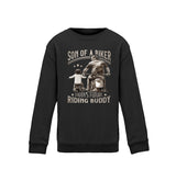 Ein Motorrad Sweatshirt für Jungen von Wingbikers, mit dem Aufdruck, Son Of A Biker - Daddy Future Riding Buddy, in schwarz.