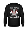 Ein Sweatshirt für Motorradfahrer von Wingbikers mit dem Aufdruck, Sons of Odin - We Ride Until Valhalla, als Back Print, in schwarz.