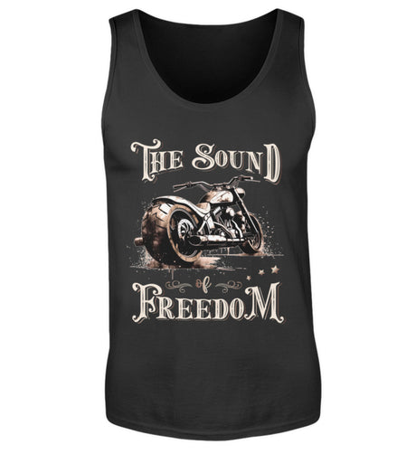 Ein Biker Tanktop für Motorradfahrer von Wingbikers mit dem Aufdruck, The Sound of Freedom, in schwarz.