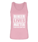 Ein Damen Tanktop für Motorradfahrerinnen von Wingbikers mit dem Aufdruck, Biker Lives Matter - # Loud Pipes Save Lives, in rosa.