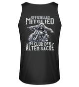 Ein Biker Tanktop für Motorradfahrer von Wingbikers mit dem Aufdruck, Offizielles Mitglied im Club der alten Säcke, mit Back Print, in schwarz.