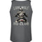 Ein Biker Tanktop für Motorradfahrer von Wingbikers mit dem Aufdruck, Lone Wolf - No Club, als Back Print, in dunkelgrau.