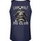 Ein Biker Tanktop für Motorradfahrer von Wingbikers mit dem Aufdruck, Lone Wolf - No Club, als Back Print, in navy blau.