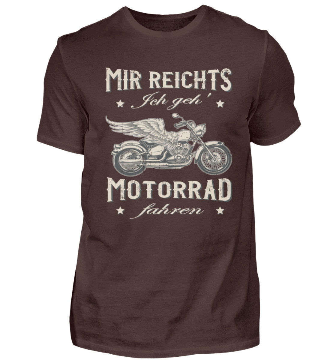 Ein Biker T-Shirt für Motorradfahrer von Wingbikers mit dem Aufdruck, Mir reichts, ich geh´ Motorrad fahren - in braun.