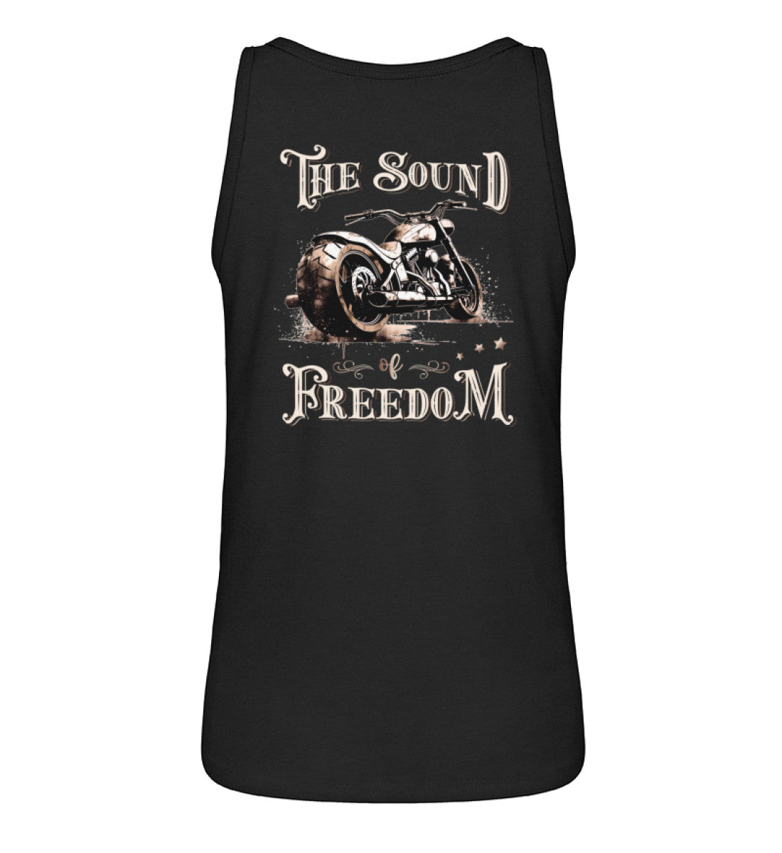 Ein Tanktop für Motorradfahrerinnen von Wingbikers mit dem Aufdruck, The Sound of Freedom, als Back Print in schwarz.