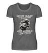 Ein Bikerin T-Shirt für Motorradfahrerinnen von Wingbikers mit dem Aufdruck, Who Said Diamonds Are A Girls Best Friend, in dunkelgrau.