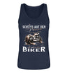 Ein Tanktop für Motorradfahrerinnen von Wingbikers mit dem Aufdruck, Scheiß auf den Prinzen, ich nehm' den Biker, in navy blau.