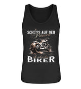 Ein Tanktop für Motorradfahrerinnen von Wingbikers mit dem Aufdruck, Scheiß auf den Prinzen, ich nehm' den Biker, in schwarz.