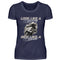 Ein Damen T-Shirt für Motorradfahrerinnen von Wingbikers mit dem Aufdruck, Look like a Beauty - Ride like a Beast, in navy blau.