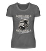 Ein Damen T-Shirt für Motorradfahrerinnen von Wingbikers mit dem Aufdruck, Look like a Beauty - Ride like a Beast, in dunkelgrün.