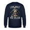 Ein Biker Sweatshirt für Motorradfahrer von Wingbikers mit dem Aufdruck, Lone Wolf - No Club, als Back Print, in navy blau.