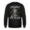 Ein Biker Sweatshirt für Motorradfahrer von Wingbikers mit dem Aufdruck, Lone Wolf - No Club, als Back Print, in schwarz.