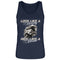 Ein Damen Tanktop für Motorradfahrerinnen von Wingbikers mit dem Aufdruck, Look like a Beauty - Ride like a Beast, in navy blau.