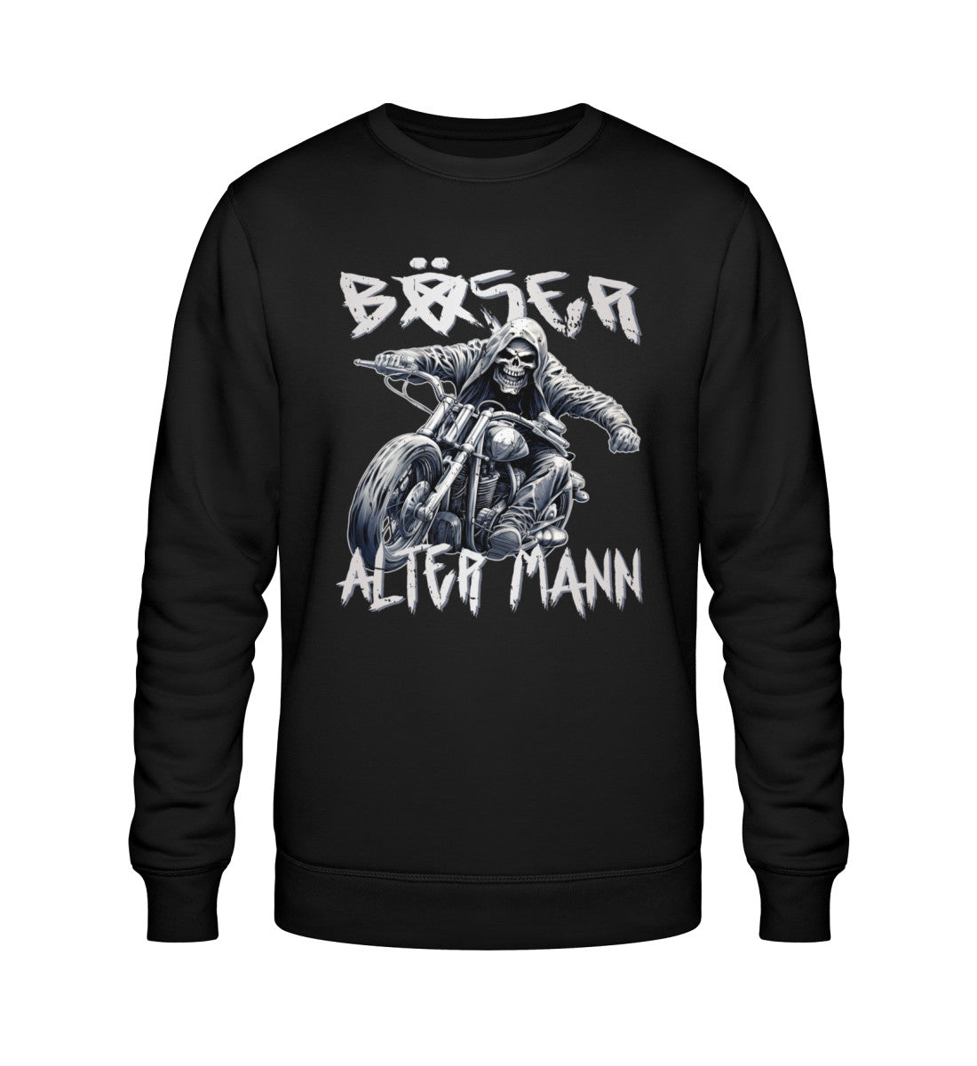 Ein Sweatshirt von Wingbikers für Motorradfahrer mit dem Aufdruck, Böser alter Mann, in schwarz.