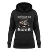 Ein Damen Hoodie für Motorradfahrerinnen von Wingbikers mit dem Aufdruck, Scheiß auf den Prinzen, ich nehm' den Biker, in schwarz.