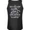 Ein Biker Tanktop für Motorradfahrer von Wingbikers mit dem Aufdruck, Als Gott mich schuf grinste er und dachte, das wird sicher lustig! mit Back Print, in schwarz. 