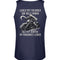 Ein Biker Tanktop von Wingbikers mit dem Aufdruck, Lieber mit Freunden zur Hölle fahren, als mit Idioten im Paradies leben - als Back Print, in navy blau.